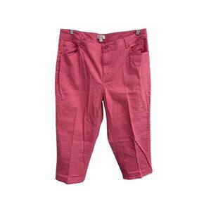 Denim & Co. Embellished Capri Denim Jeans Pink Sz 18W Five Pockets Cotton